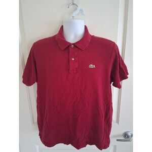 Lacoste Collared Red Polo Shirt 100% Cotton Mens SZ 8